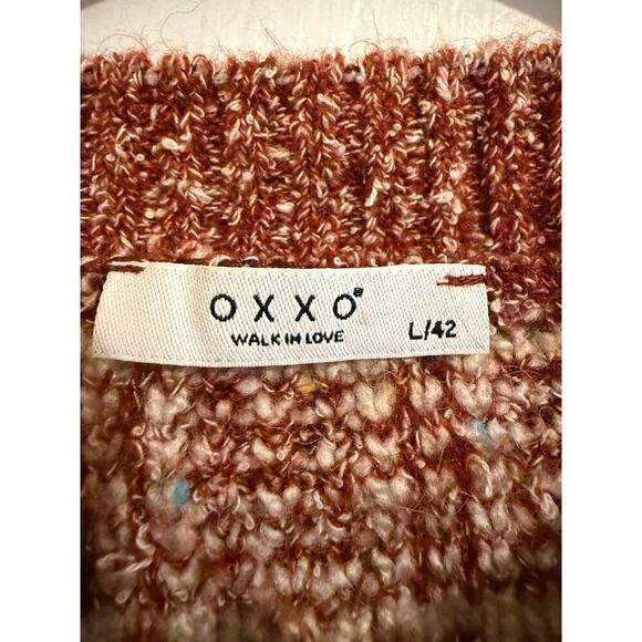 Oxxo Women’s Cardigan Sweater Size Large Textured Knit Crystal Flower Buttons - Picture 3 of 5